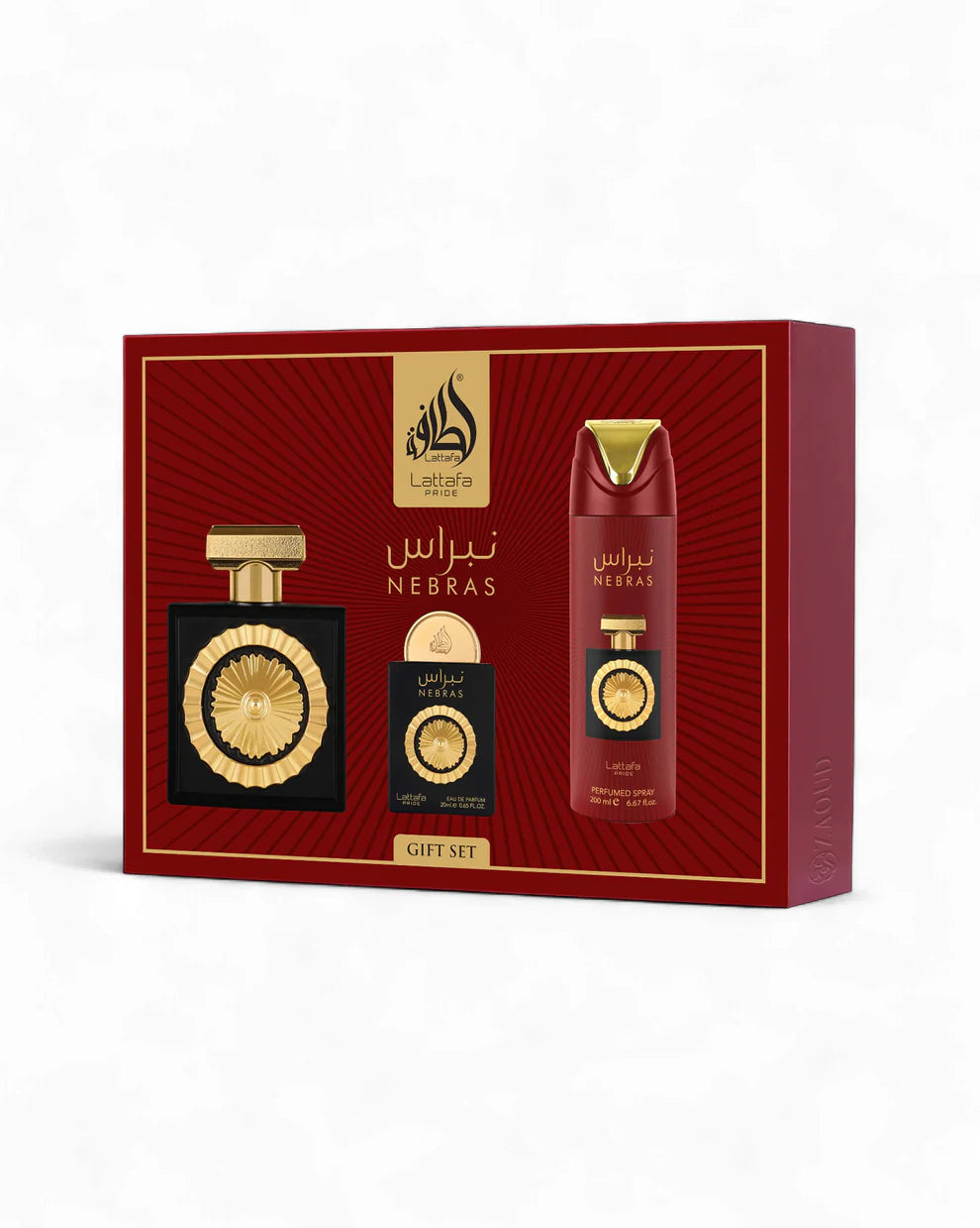 Conjunto Perfume + Miniatura + Ambientador - NEBRAS by Lattafa