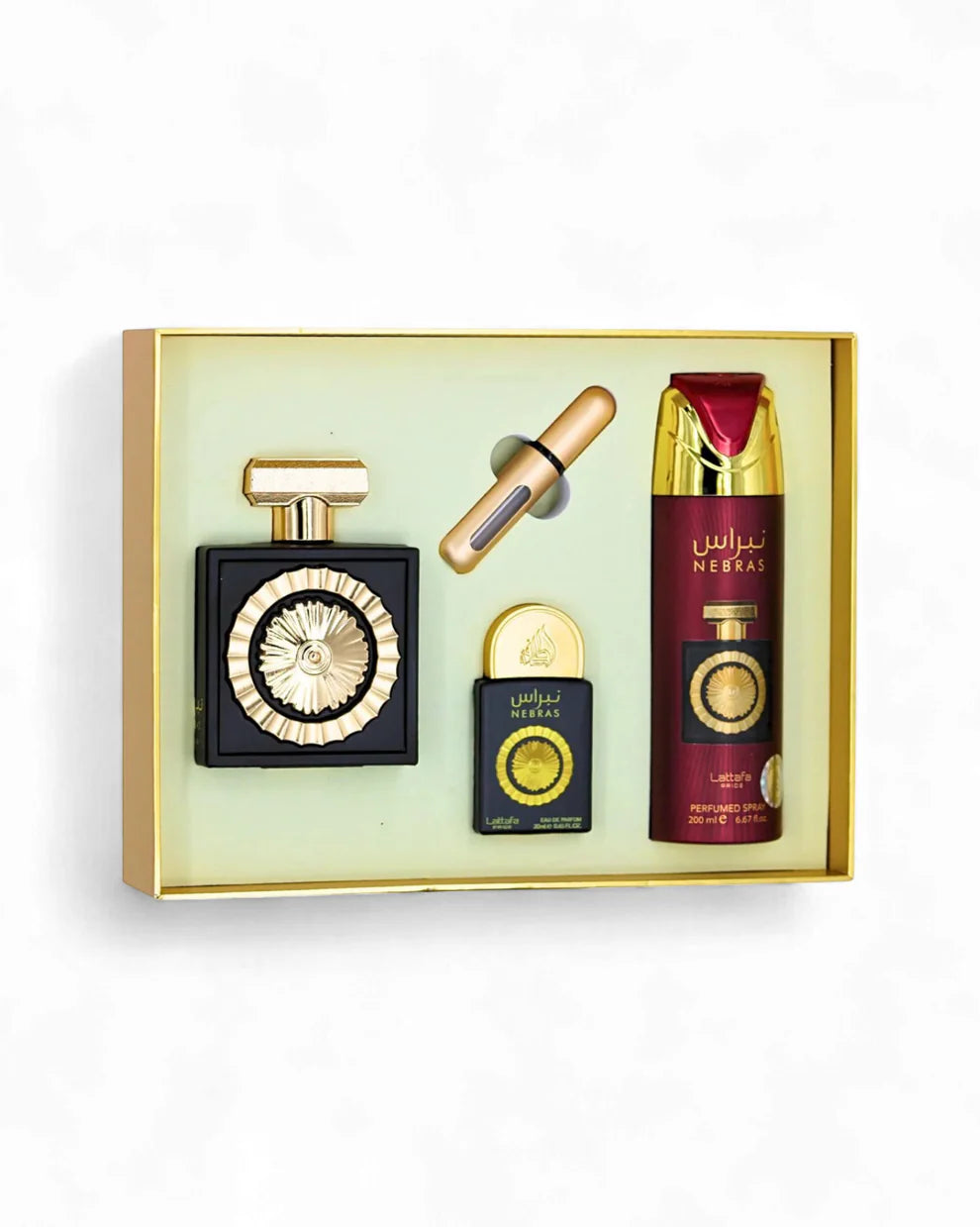 Conjunto Perfume + Miniatura + Ambientador - NEBRAS by Lattafa