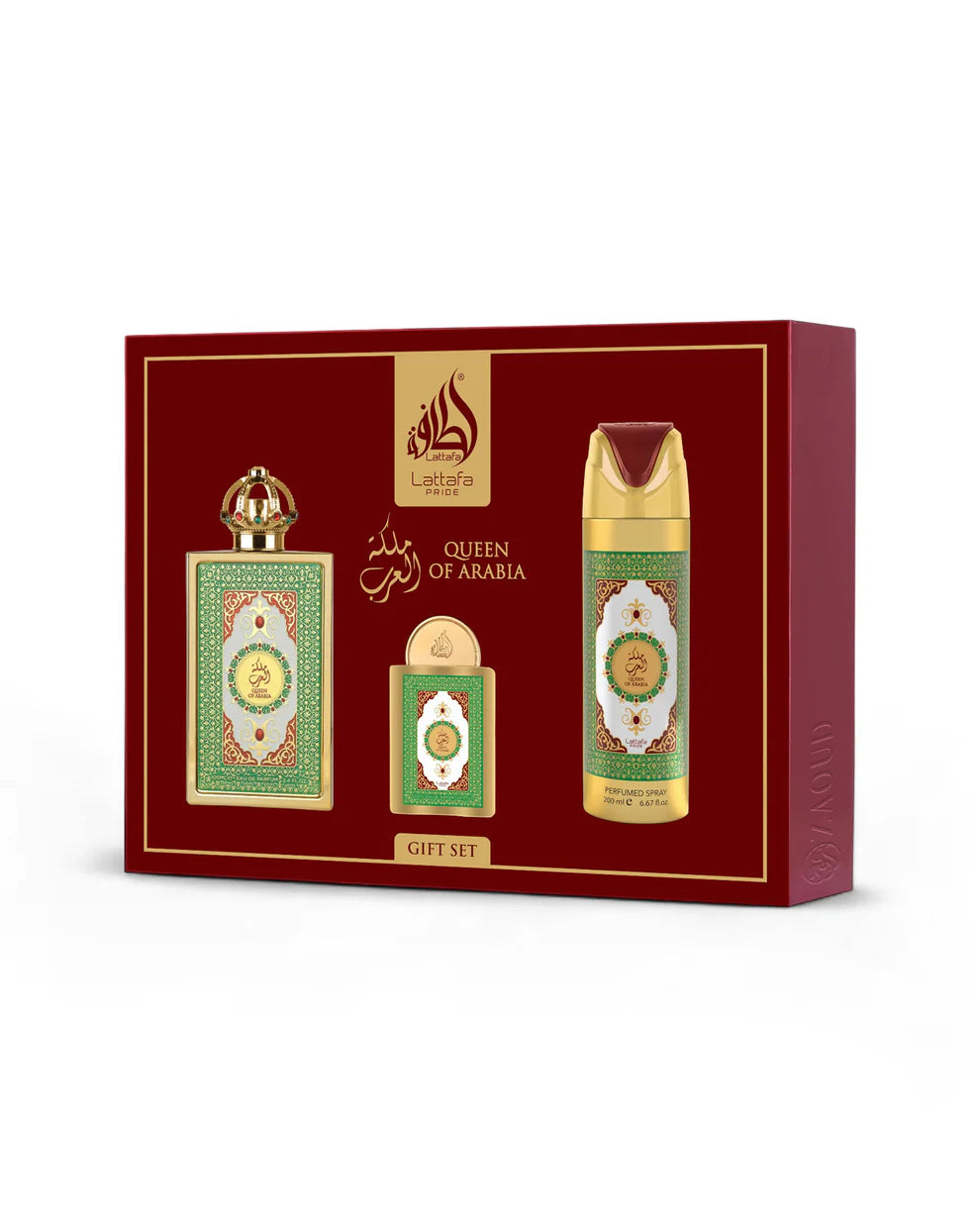 Conjunto Perfume + Miniatura + Ambientador - QUEEN OF ARABIA by Lattafa